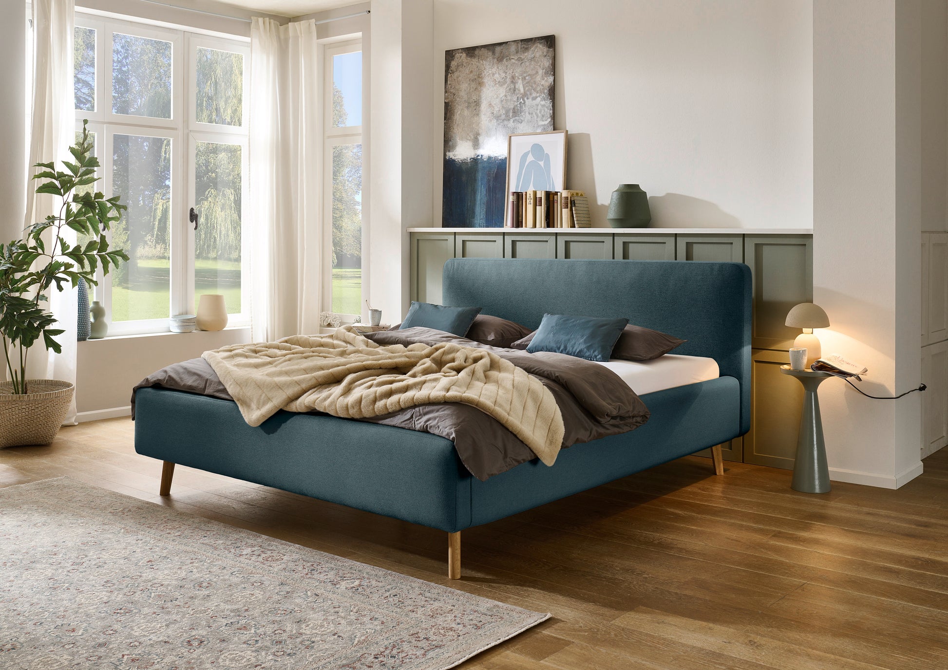 Polsterbett Mattis von meise.möbel – Eisblau Nr. 12 – 160x200 cm – Produktbild