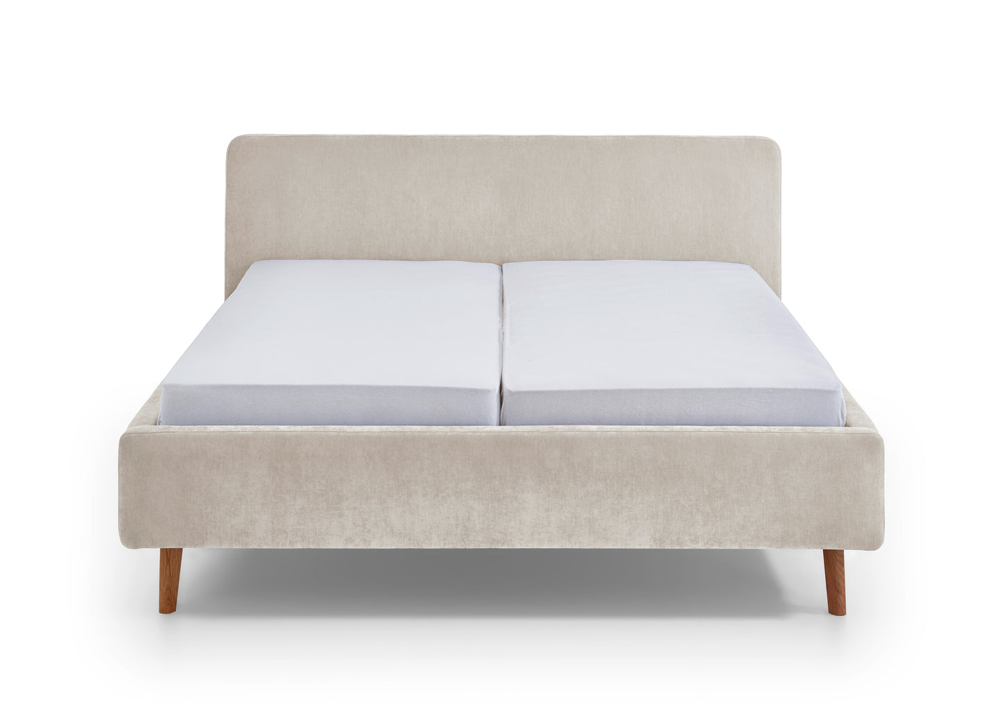 Polsterbett Mattis inkl. Bettkasten von meise.möbel – Beige Nr. 05 – 160x200 cm – Frontalansicht