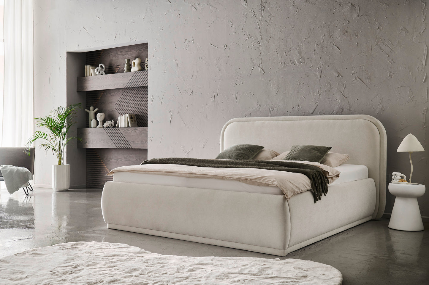 Polsterbett Soma inkl. Bettkasten von meise.möbel – cream Nr.02 – 160x200 cm – Produktbild