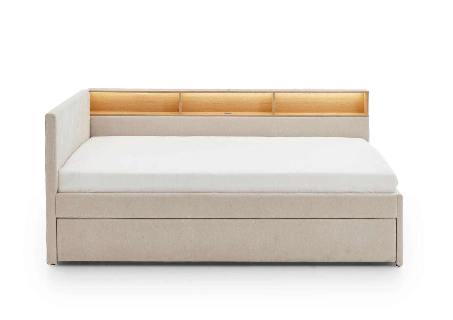 Polsterbett Uno von meise.möbel – beige Nr. 05 – 90x200 cm – Seitenansicht