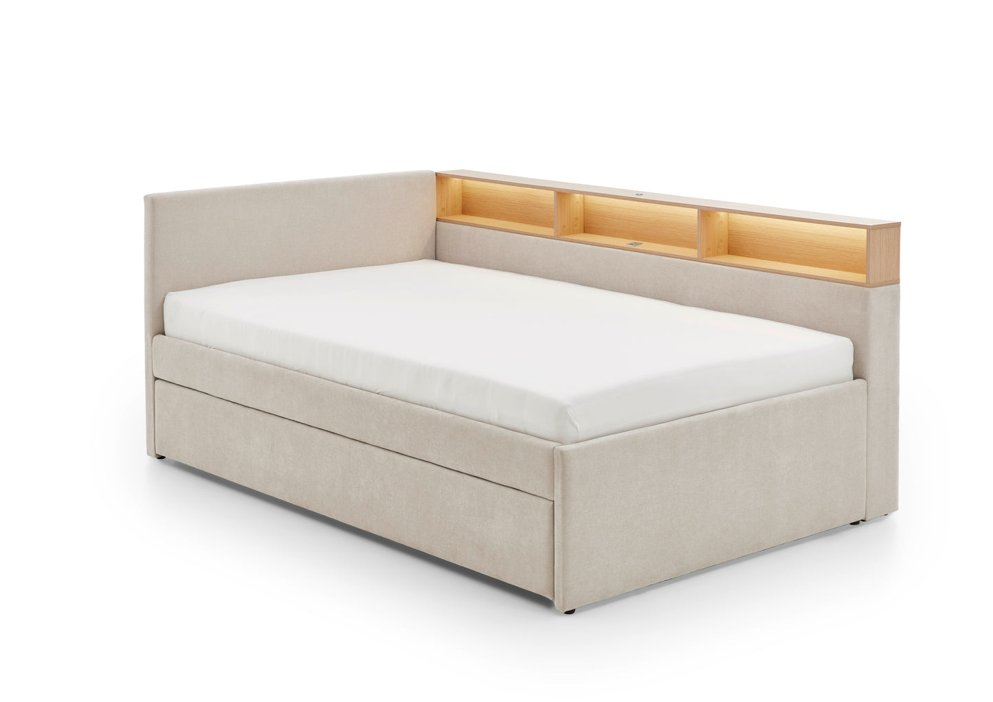 Polsterbett Uno von meise.möbel – beige Nr. 05 – 90x200 cm – Seitenansicht