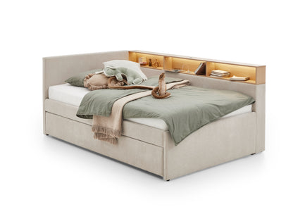 Polsterbett Uno von meise.möbel – beige Nr. 05 – 90x200 cm – Seitenansicht