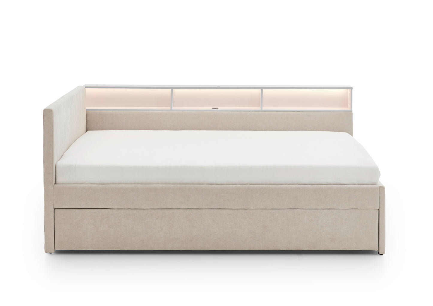 Polsterbett Uno von meise.möbel – beige Nr. 05 – 90x200 cm – Seitenansicht